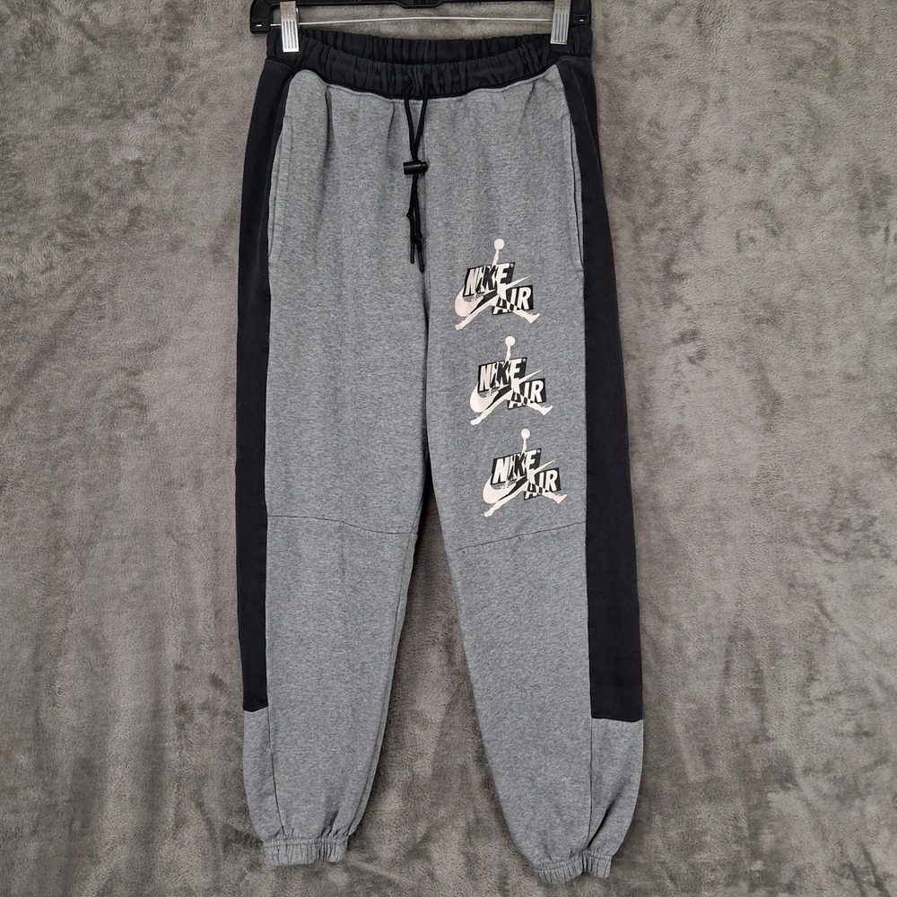Jordan Air Jumpman Fleece Sweatpants Joggers Mens Small Black Gray CK6739-091